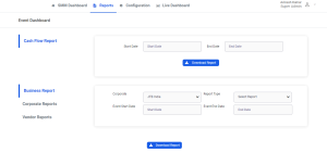 An image showing the report section in the JTB Connect platform for event data analytics