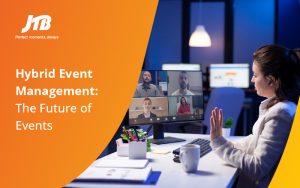 An image showing the third event trend about hybrid event management, the future of events